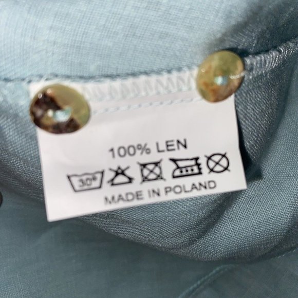 I Linen Women Shirt Green Top Button Down M Tunic 3/4" sleeve Lifestyle Pockets - Picture 6 of 6